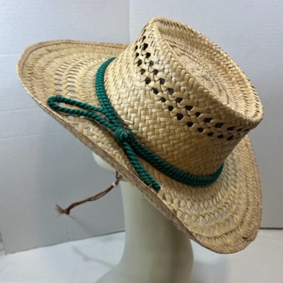 Hecho En Mexico Straw Cowboy Western Style Sun Hat w/Chin Strap - Picture 1 of 9